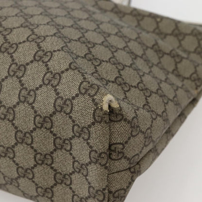 Gucci GUCCI GG Supreme Tote Bag PVC Beige Silver 211137 Authentic BA5762