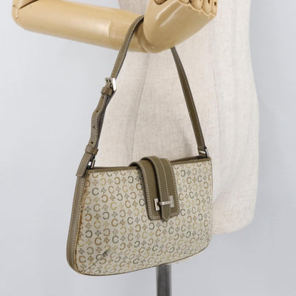 Celine CELINE C Macadam Canvas Shoulder Bag Beige Silver Authentic 176486A