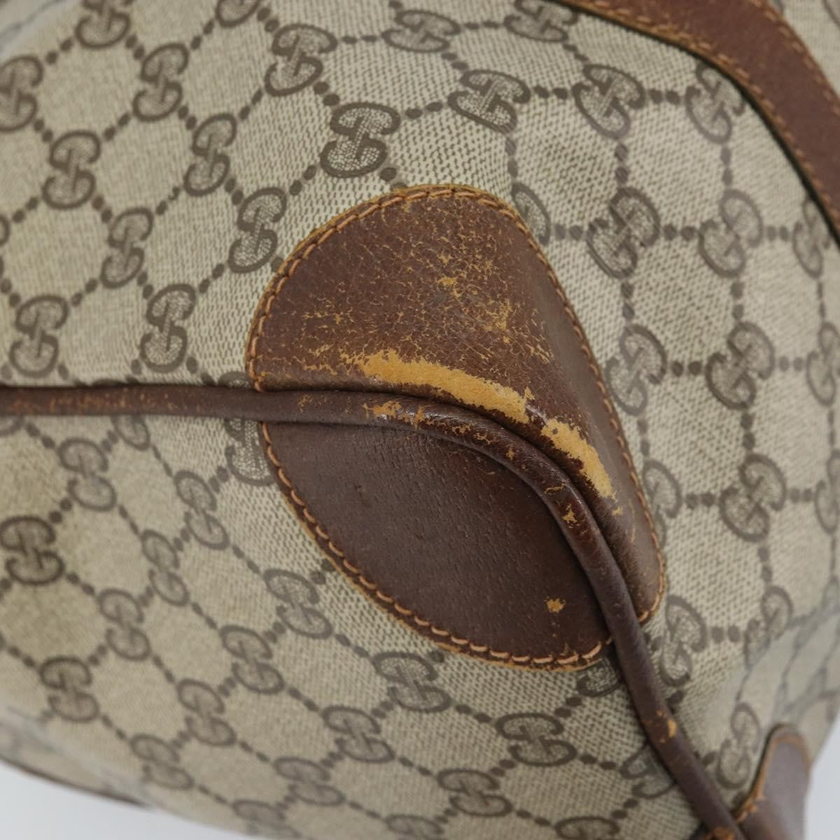 Gucci GUCCI GG Supreme Hand Bag PVC Beige Gold Authentic ka2314