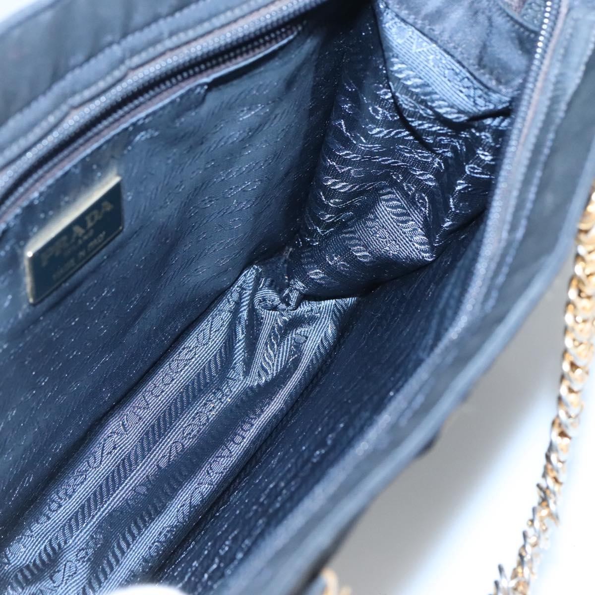 Prada PRADA Hand Bag Nylon Navy Gold Authentic 126301