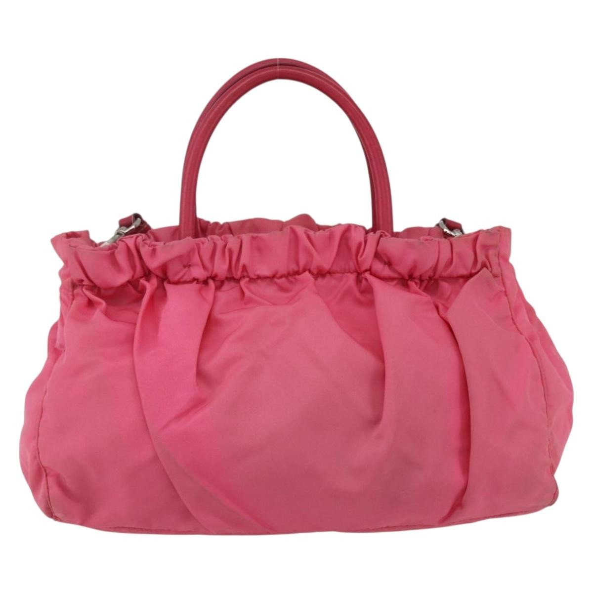 Prada PRADA Hand Bag Nylon 2way Pink Gold Authentic 159239