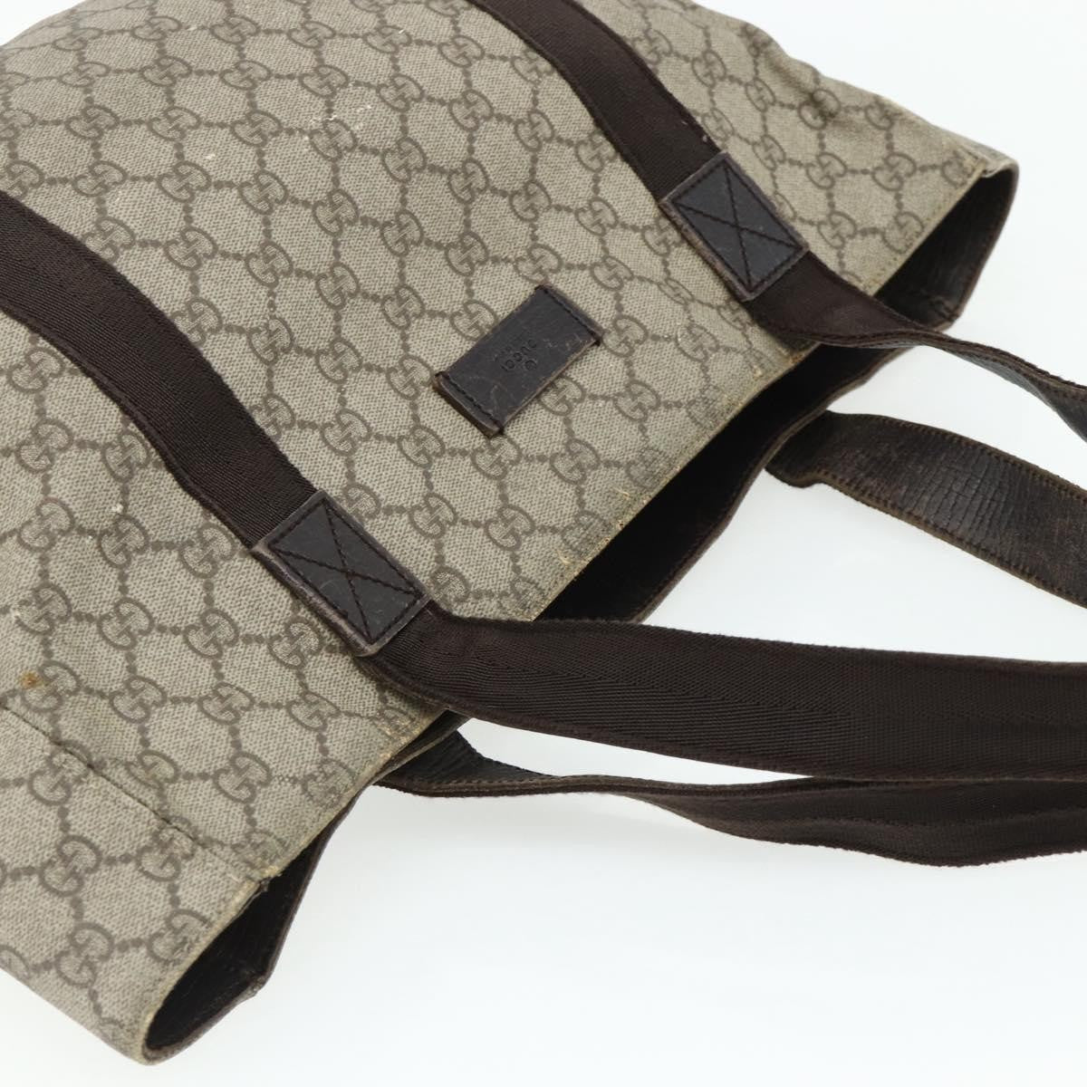 Gucci GUCCI GG Supreme Tote Bag PVC Beige Silver 141624 Authentic 178059