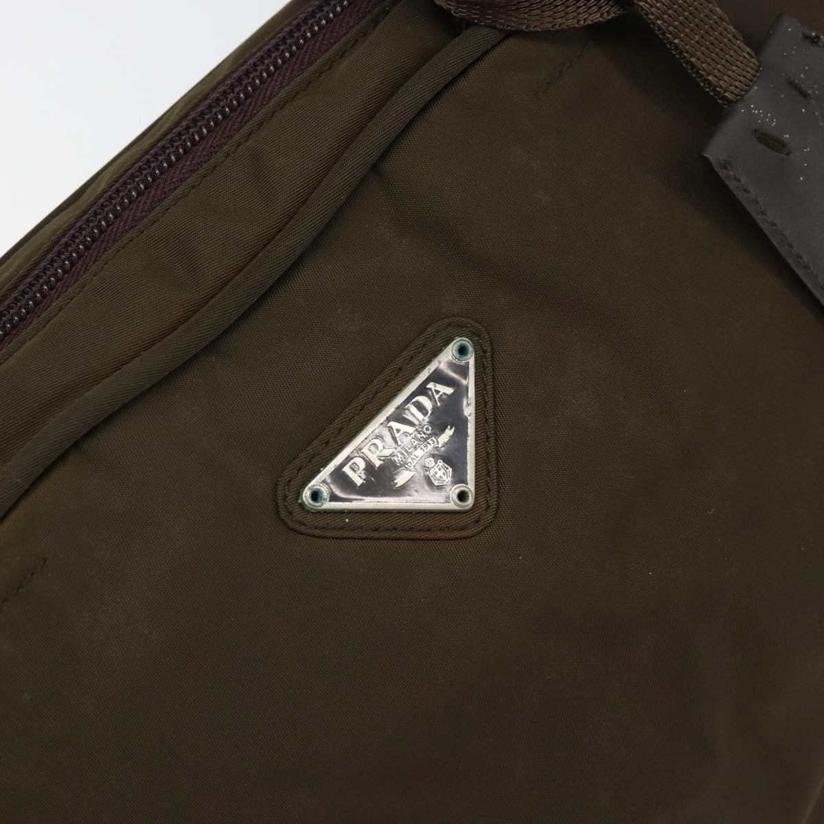 Prada PRADA Hand Bag Nylon Khaki Silver Authentic BA10374