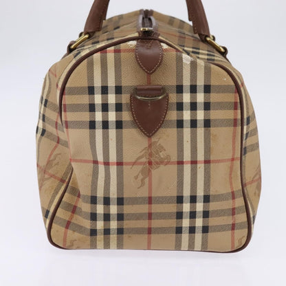 Burberrys Burberrys Nova Check Boston Bag PVC Beige Gold Authentic gh919