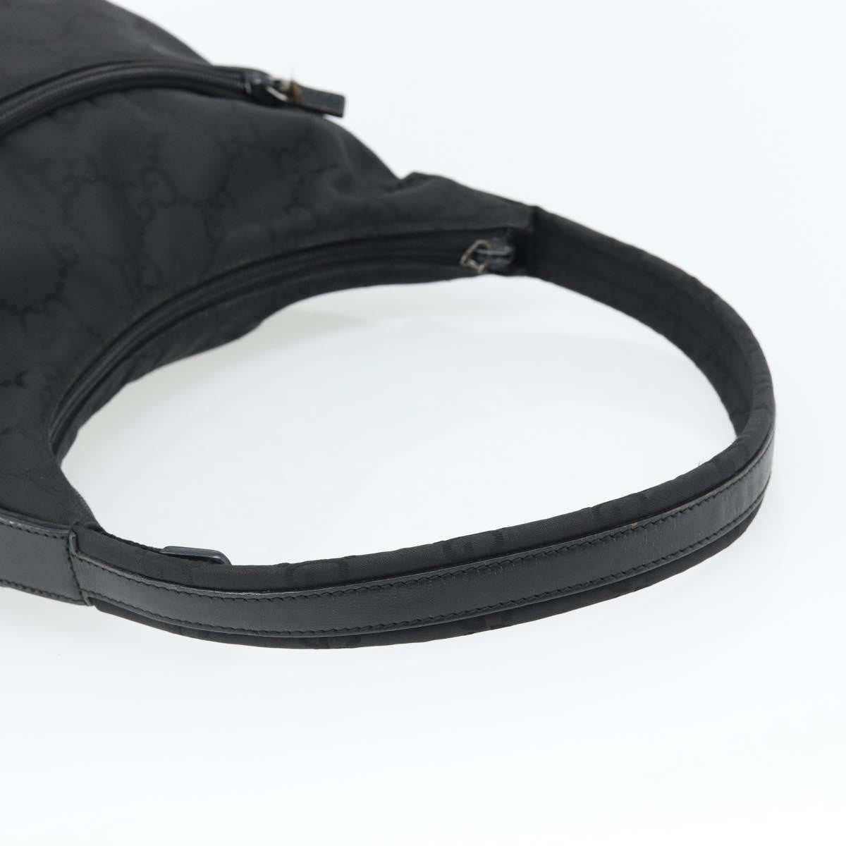 Gucci GUCCI GG Canvas Shoulder Bag Nylon Black Silver 01 3386 Authentic 178845