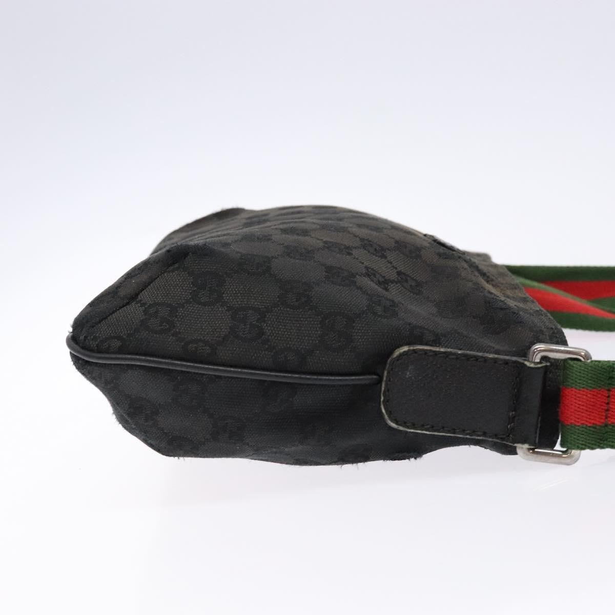 Gucci GUCCI GG Canvas Web Sherry Line Shoulder Bag Black Silver 189749 Authentic bs28637