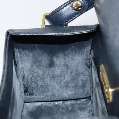 Givenchy GIVENCHY Hand Bag Leather Navy Gold Authentic SW1855