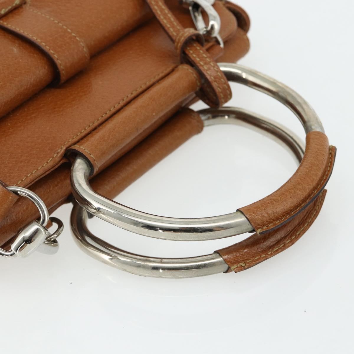 Gucci GUCCI Hand Bag Leather 2way Brown Silver 000 2058 0308 5 Authentic 177030