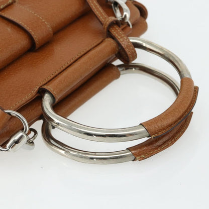 Gucci GUCCI Hand Bag Leather 2way Brown Silver 000 2058 0308 5 Authentic 177030