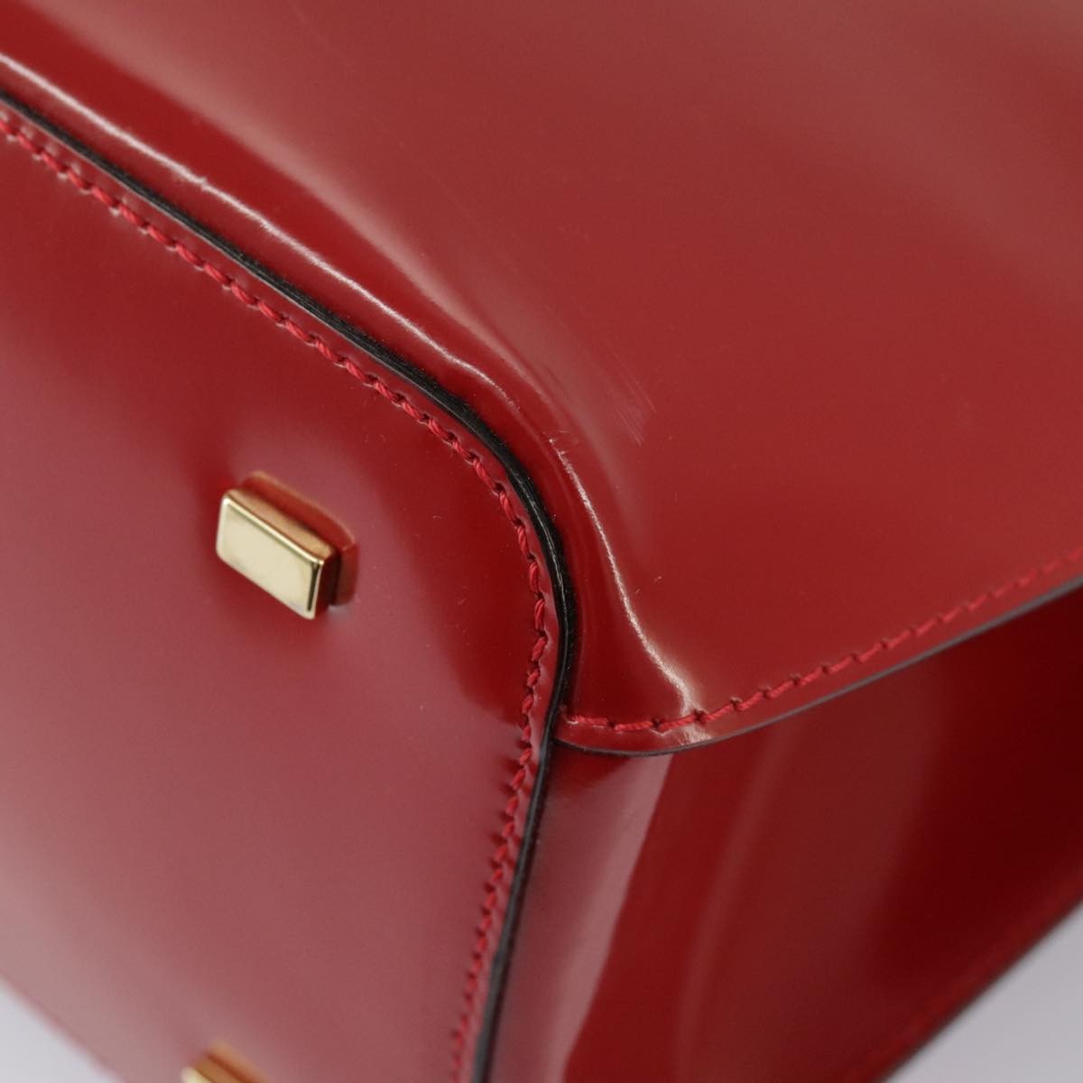 Celine CELINE Hand Bag Patent leather Red Gold Authentic 96786