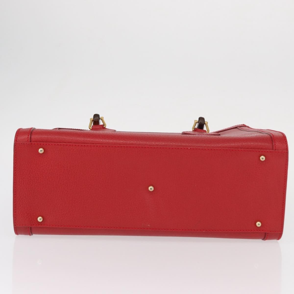 Gucci GUCCI Bamboo Hand Bag Leather Red Gold 002 0260 2615 Authentic ep12137