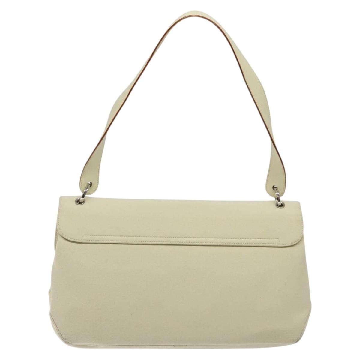 Salvatore Ferragamo Salvatore Ferragamo Gancini Shoulder Bag Canvas White Silver Authentic bs25930