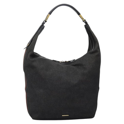 Gucci GUCCI Web Sherry Line Shoulder Bag Denim Black Red Green 73884 Authentic am8160