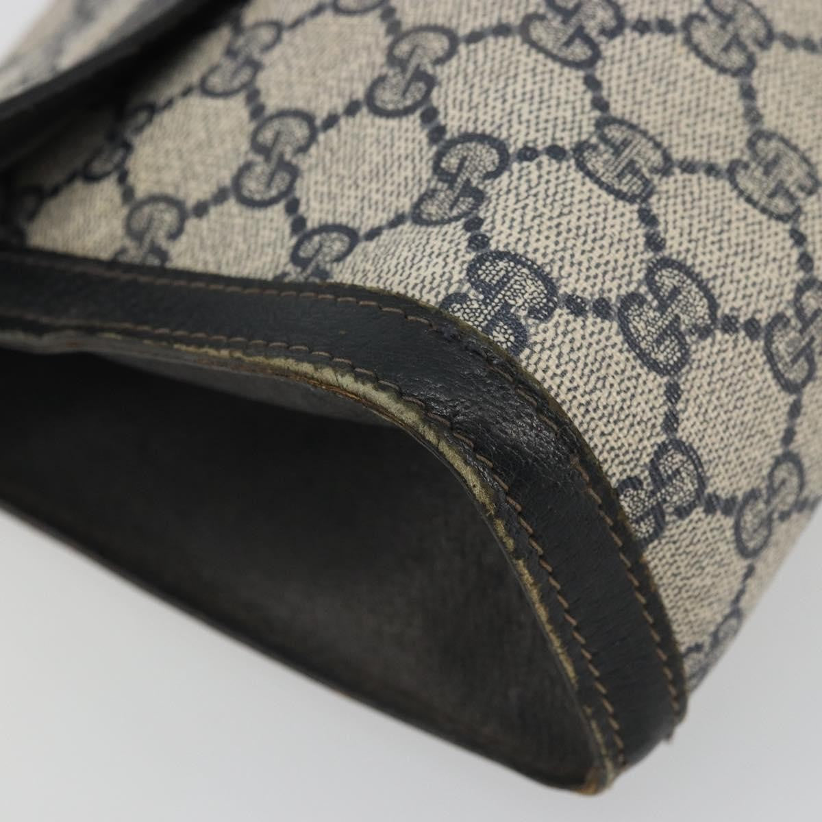Gucci GUCCI GG Supreme Sherry Line Clutch Bag PVC Navy Gold 41 014 3087 Authentic YKZ1523