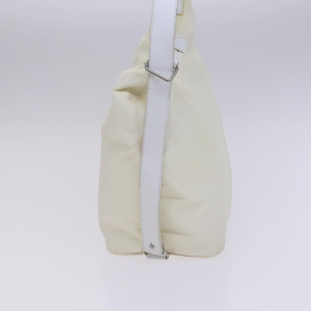 Fendi FENDI Shoulder Bag Nylon Leather Beige White Silver Authentic nb296