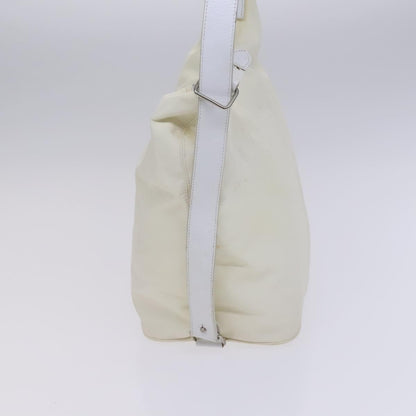 Fendi FENDI Shoulder Bag Nylon Leather Beige White Silver Authentic nb296