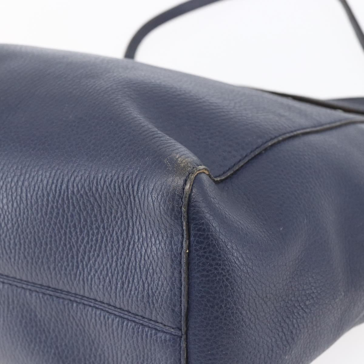 Gucci GUCCI Tote Bag Leather Navy Gold 354397 Authentic 152574
