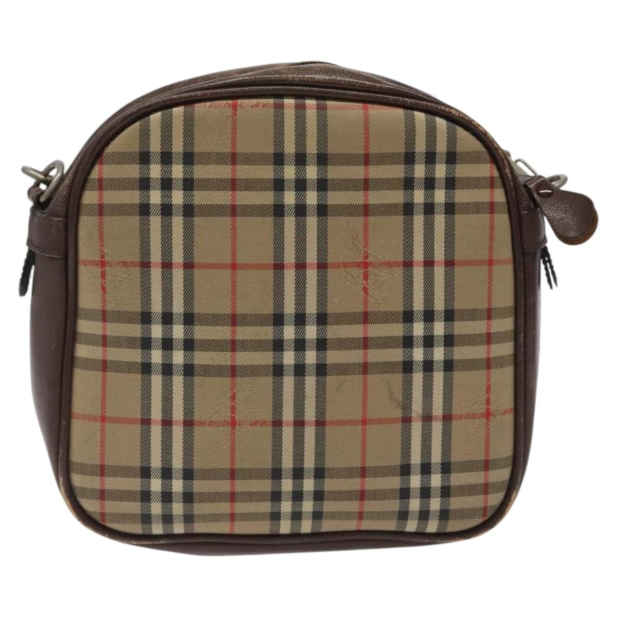 Burberrys Burberrys Nova Check Shoulder Bag Canvas Beige Gold Authentic BA1424