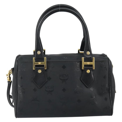 MCM MCM Vicetos Logogram Hand Bag PVC 2way Black Gold Authentic 160735