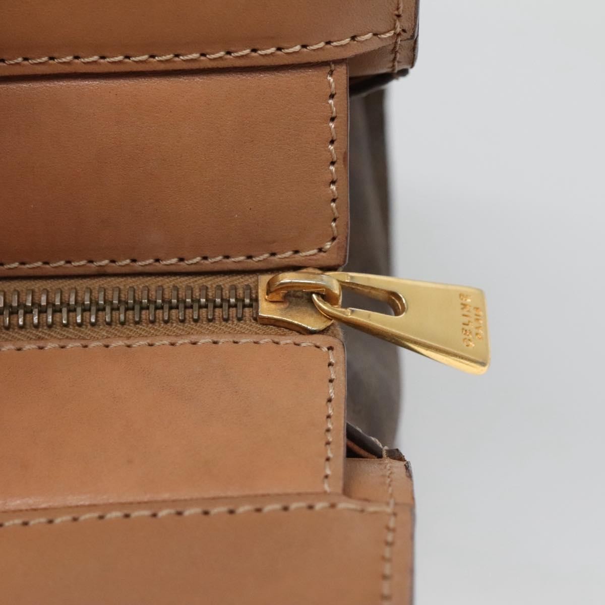 Celine CELINE Macadam Canvas Hand Bag PVC Leather 2way Brown Gold Authentic 123320