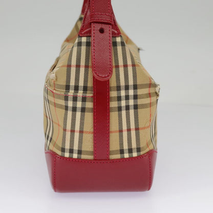 Burberry BURBERRY Nova Check Shoulder Bag Canvas Leather Beige Gold Red Authentic 98900