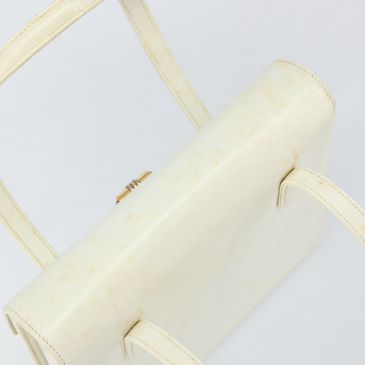 Gucci GUCCI Hand Bag Leather White Gold Authentic 154583