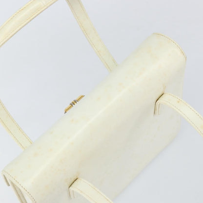 Gucci GUCCI Hand Bag Leather White Gold Authentic 154583