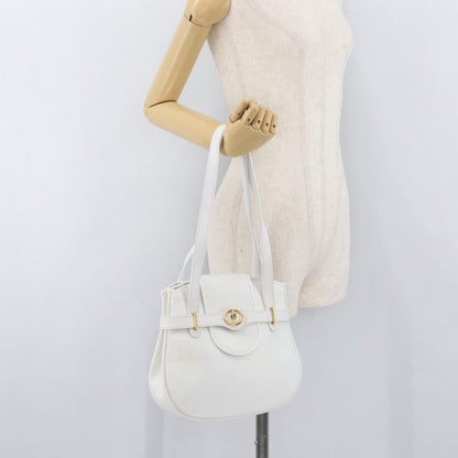 Dior Christian Dior Shoulder Bag Leather White Gold Authentic 176489