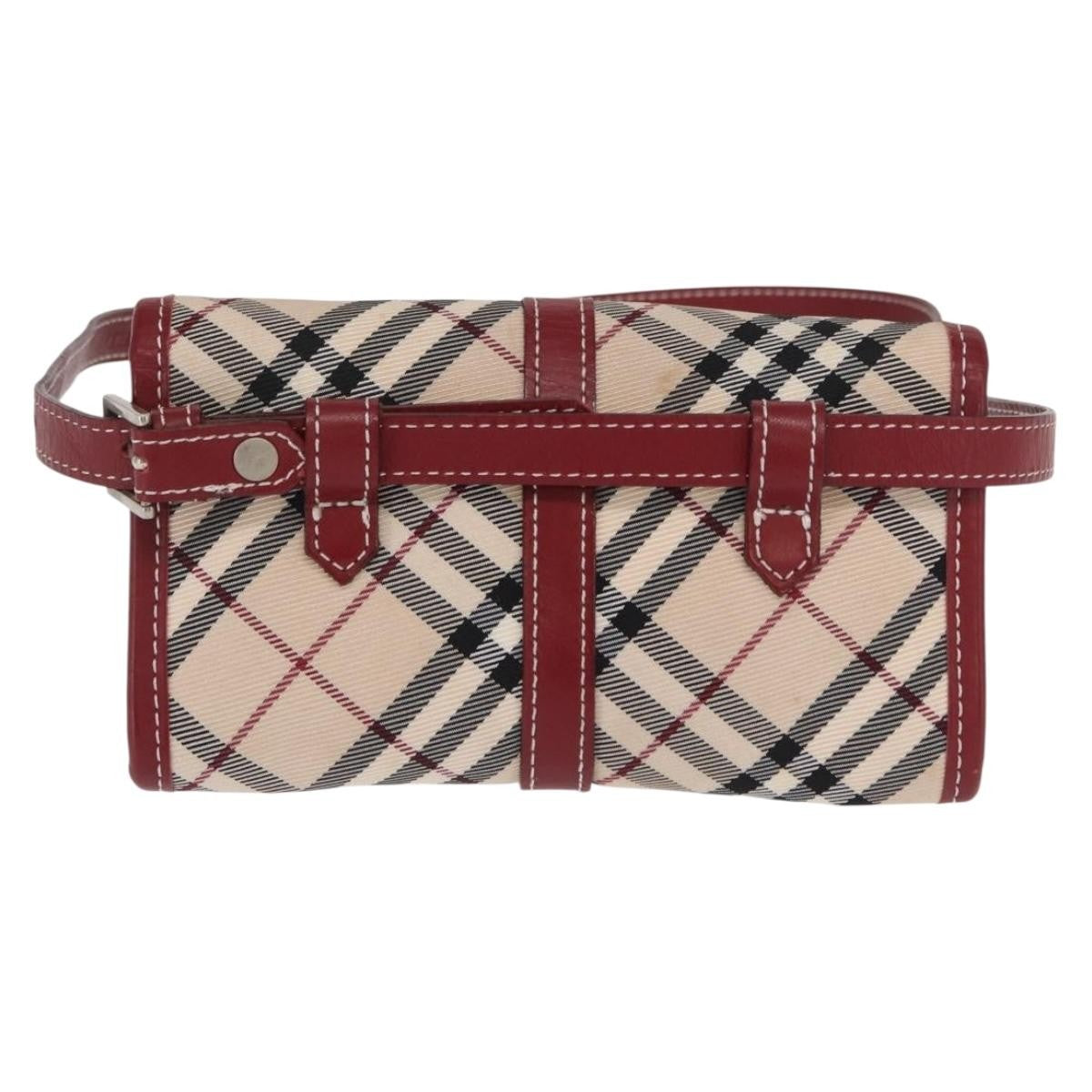 Burberry BURBERRY Nova Check Blue Label Waist Bag Canvas 2way Beige Silver Authentic 169117