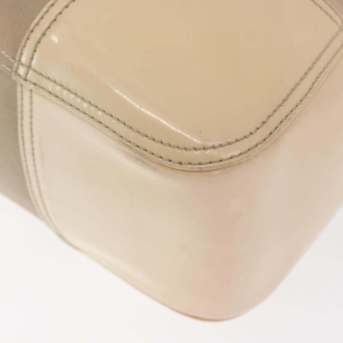 Prada PRADA Tote Bag Canvas Leather Beige Silver Authentic 160268