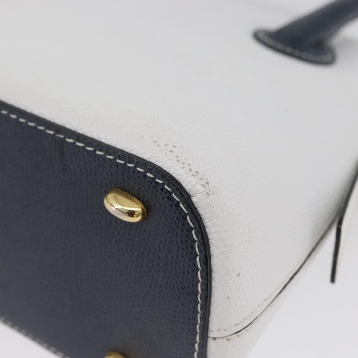 Celine CELINE Hand Bag Leather 2way White Gold Authentic BA10567