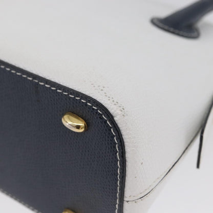 Celine CELINE Hand Bag Leather 2way White Gold Authentic BA10567