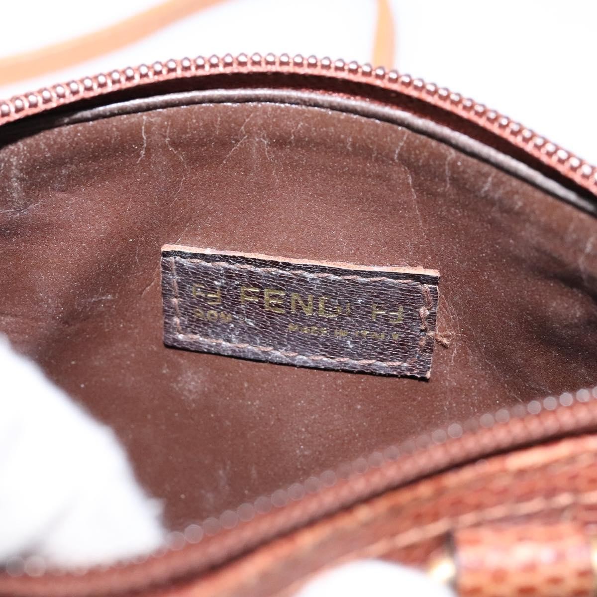 Fendi FENDI Hand Bag Leather 2way Brown Gold Authentic sw1085