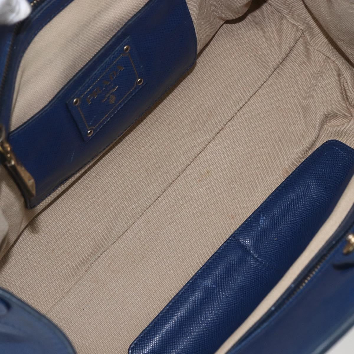 Prada PRADA Hand Bag Canvas 2way Beige Blue Authentic ka891