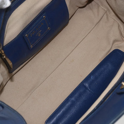 Prada PRADA Hand Bag Canvas 2way Beige Blue Authentic ka891