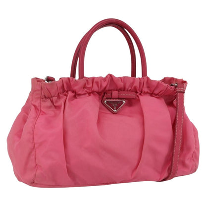 Prada PRADA Hand Bag Nylon 2way Pink Gold Authentic 159239