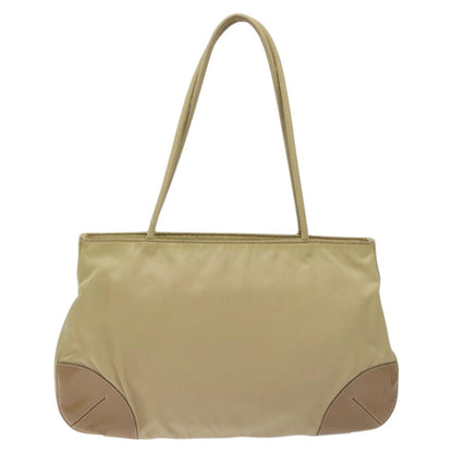 Prada PRADA Tote Bag Nylon Leather Beige Silver Authentic 129939