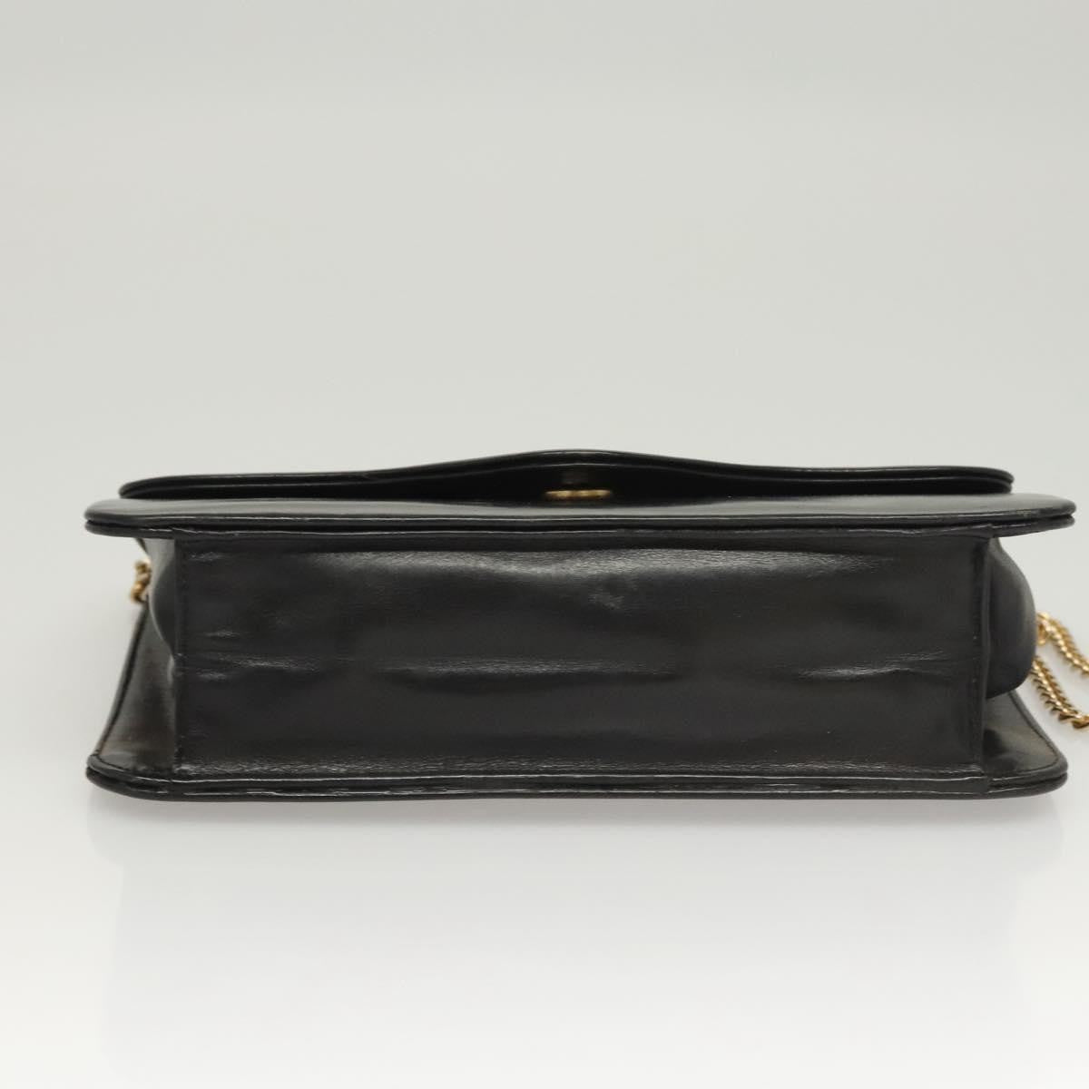 Dior Christian Dior Chain Shoulder Bag Leather Black Gold Authentic BA2045