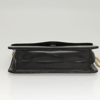 Dior Christian Dior Chain Shoulder Bag Leather Black Gold Authentic BA2045