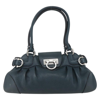 Salvatore Ferragamo Salvatore Ferragamo Gancini Hand Bag Leather Green Silver Authentic 157002