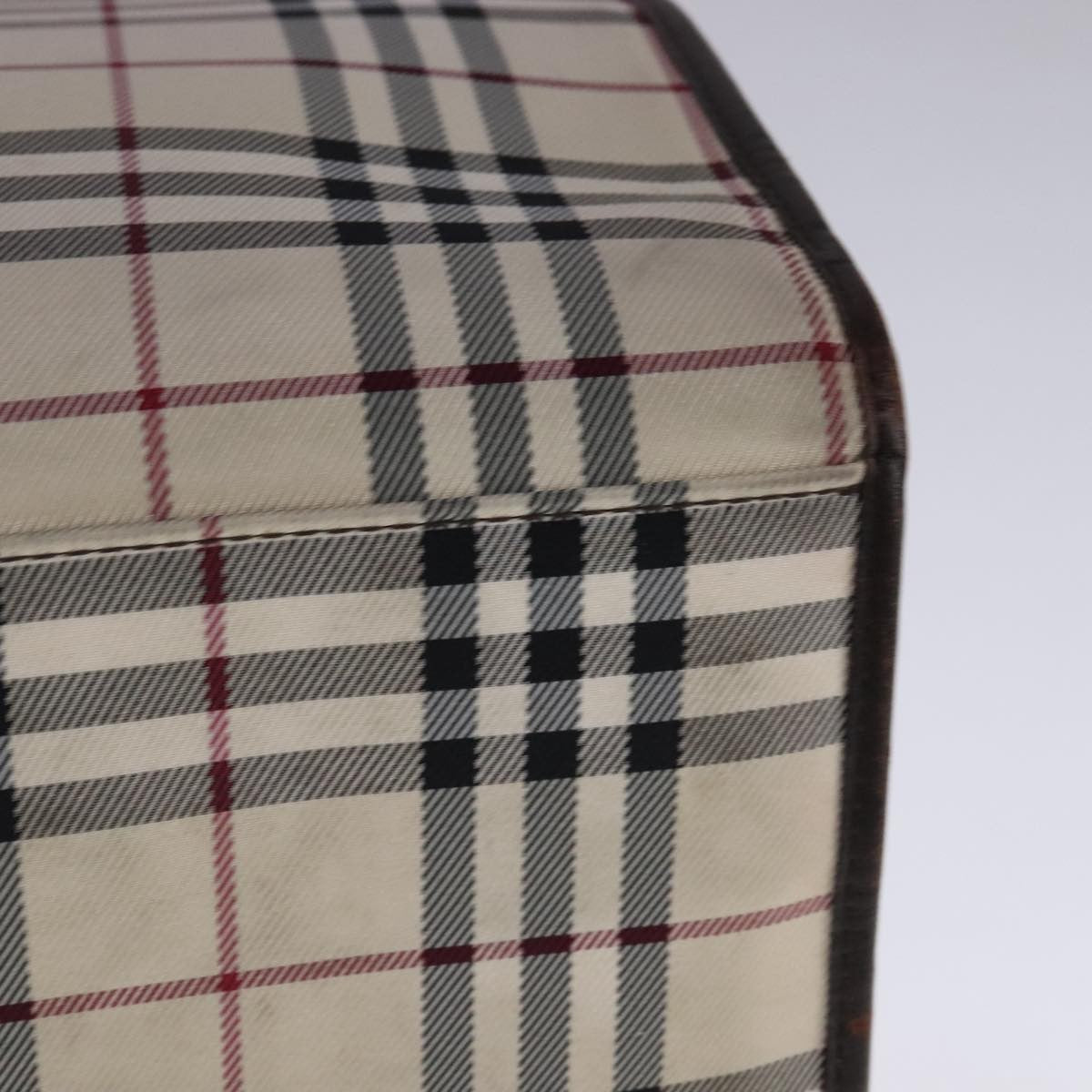 Burberry BURBERRY Nova Check Hand Bag Canvas Leather Beige Brown Silver Authentic 112330