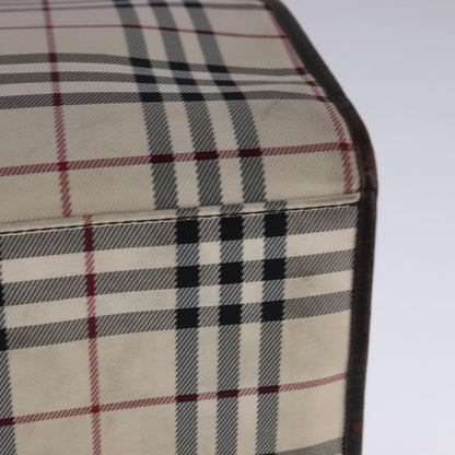Burberry BURBERRY Nova Check Hand Bag Canvas Leather Beige Brown Silver Authentic 112330