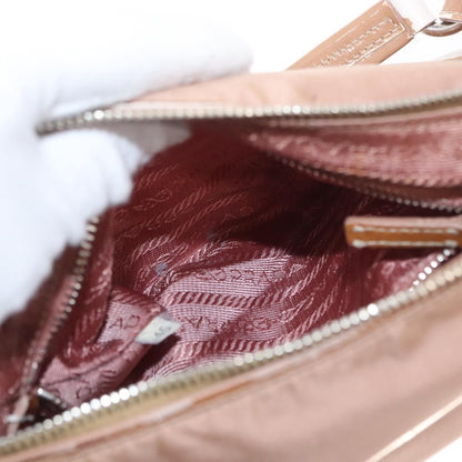 Prada PRADA Shoulder Bag Nylon Beige Silver Authentic 169041