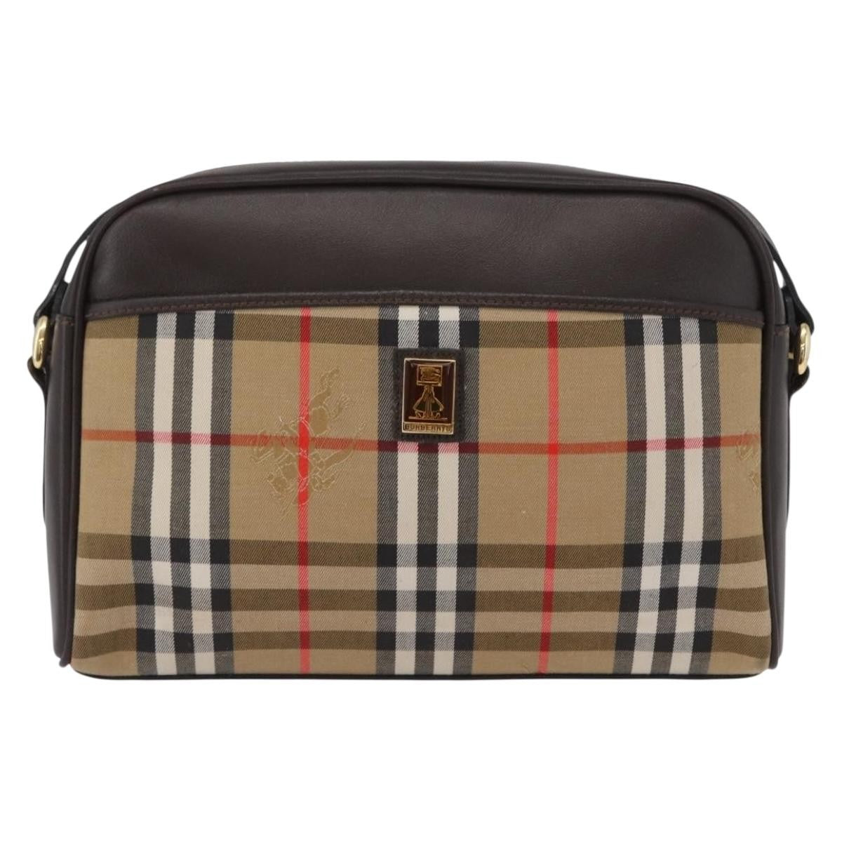 Burberrys Burberrys Nova Check Shoulder Bag Canvas Beige Gold Authentic 172933