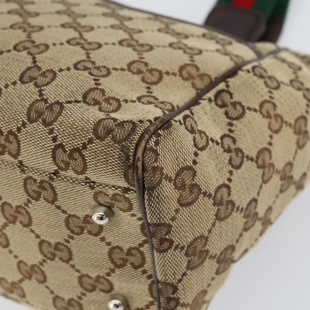 Gucci GUCCI GG Canvas Web Sherry Line Hand Bag Beige Red Green 145810 Authentic 155191