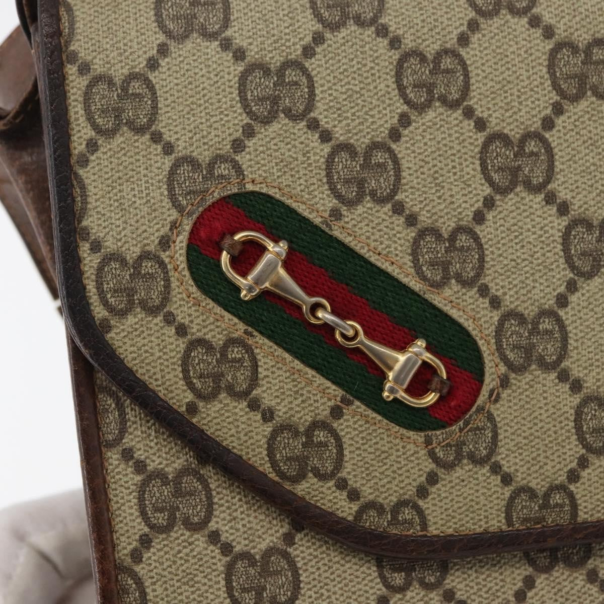 Gucci GUCCI GG Supreme Web Sherry Line Shoulder Bag PVC Leather Beige Gold Authentic 100377