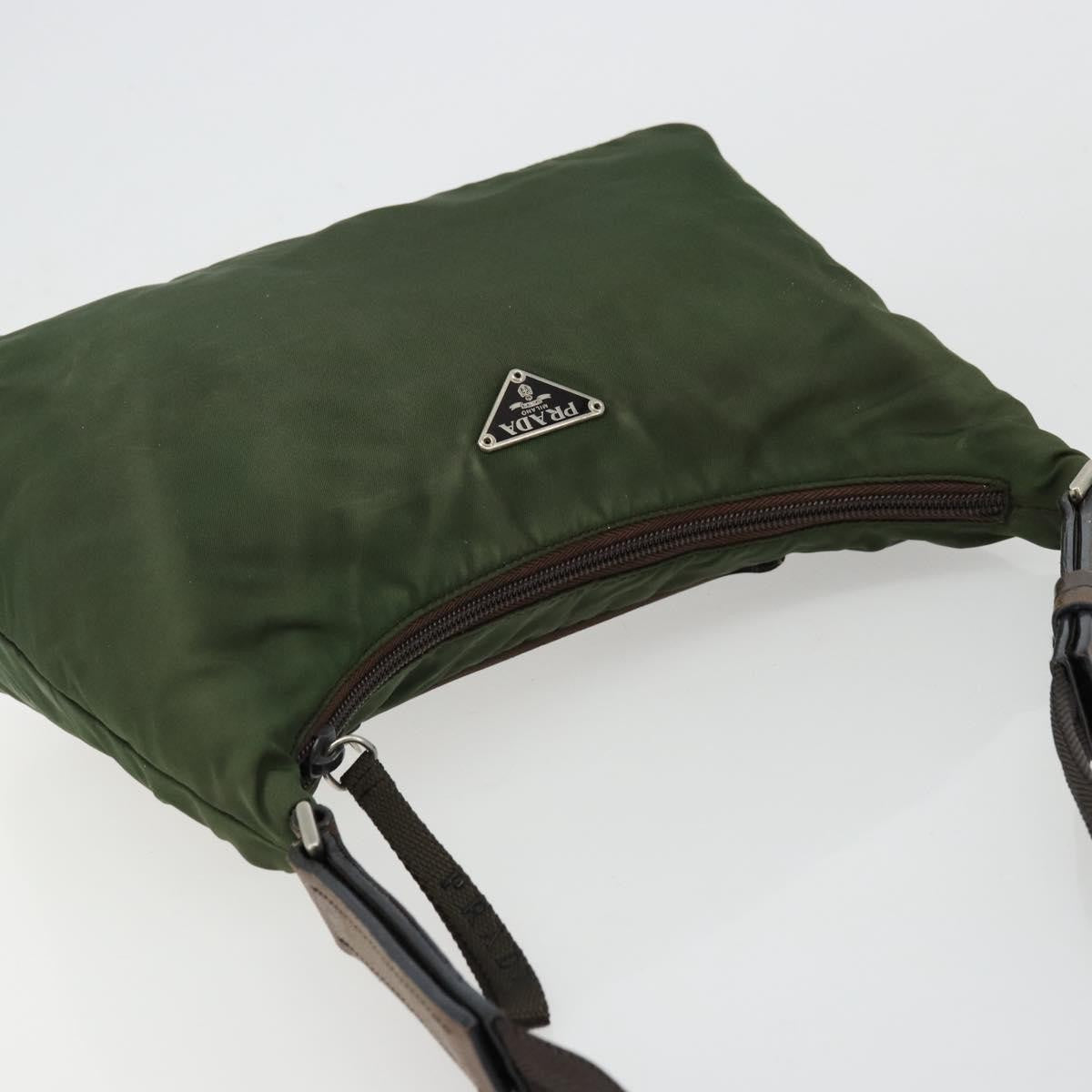 Prada PRADA Shoulder Bag Nylon Khaki Silver Authentic bs34740