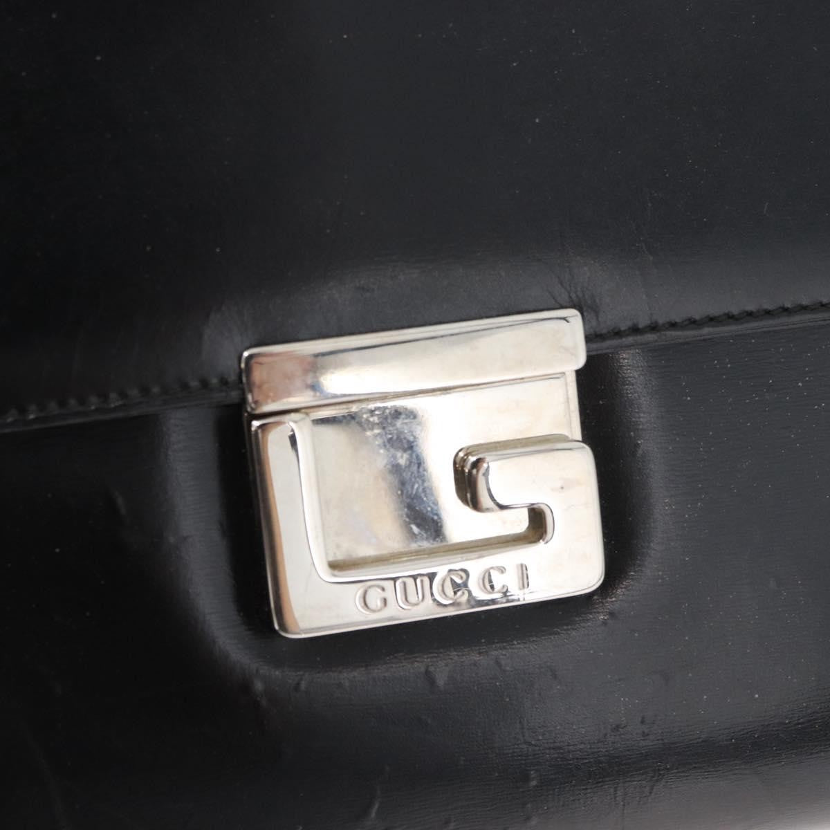 Gucci GUCCI Tote Bag Leather Black Silver Authentic 175365