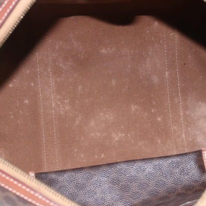 Celine CELINE Macadam Canvas Mini Boston Bag PVC Leather Brown Authentic ki6058
