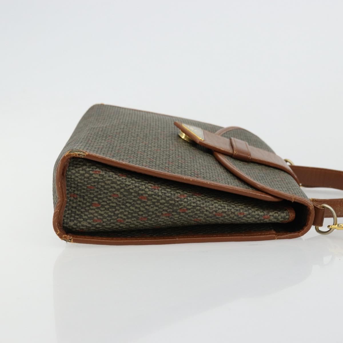 Saint Laurent SAINT LAURENT Hand Bag Coated Canvas 2way Khaki Gold Authentic bs34511
